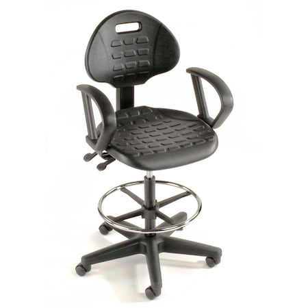Global Industrial 5-Way Adjustable Ergonomic Stool With Loop Armrests Black 250627